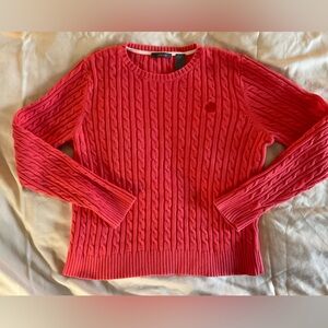 Women's Pink Cable Knit Sweater Vintage Liz Claiborne